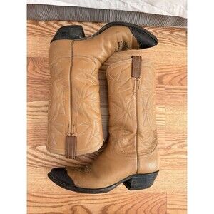 Tony Lama Black Gold Label Teju Lizard Brown Toe Tan Cowboy Boots 8.5 Men’s VTG